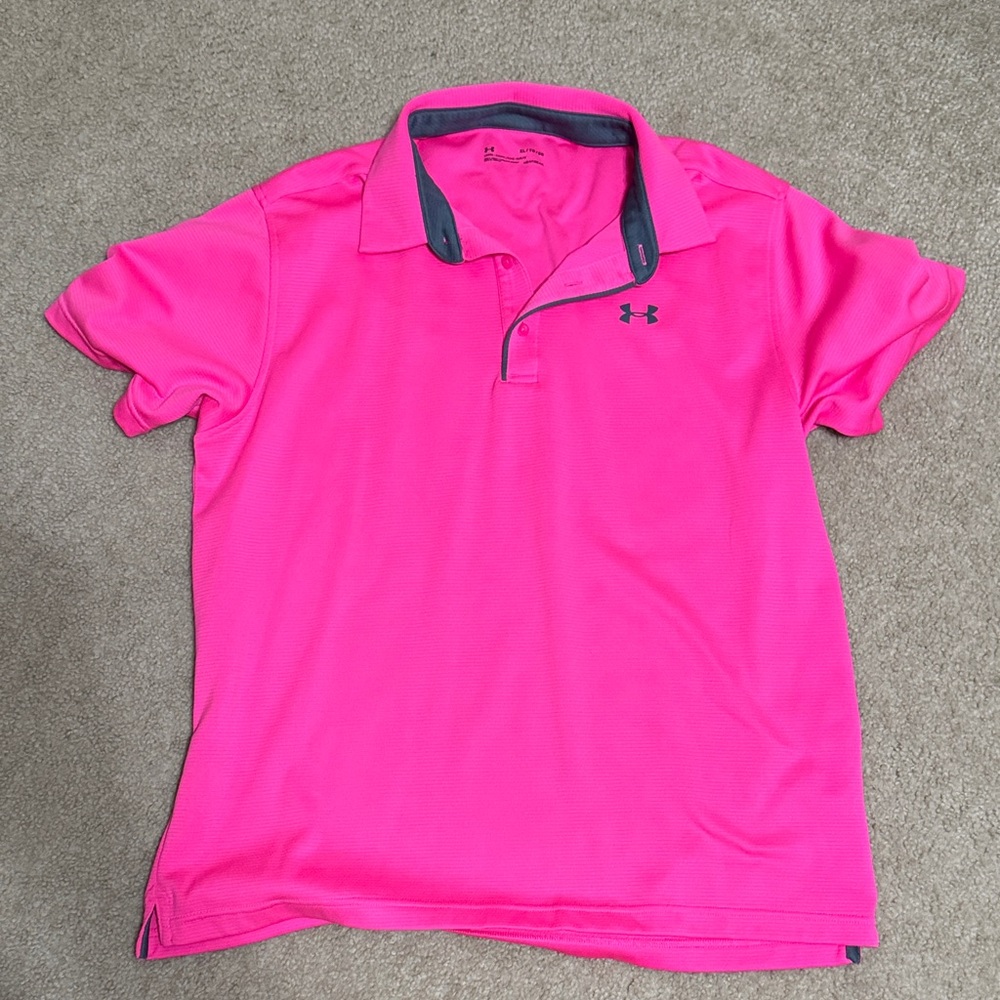 Men’s Under Armour Bright Pink Polo Shirt